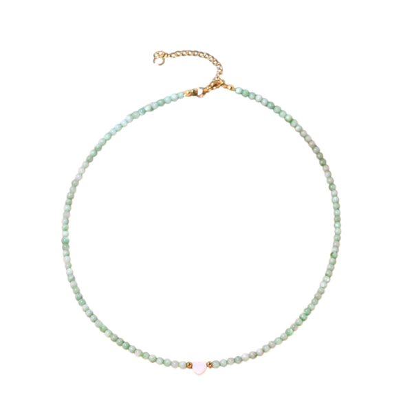 Choker da donna con perline colorate in conchiglie naturali, perline madreperlacee, collana placcata in oro in acciaio chirurgico per lunga durata e resistenza verde