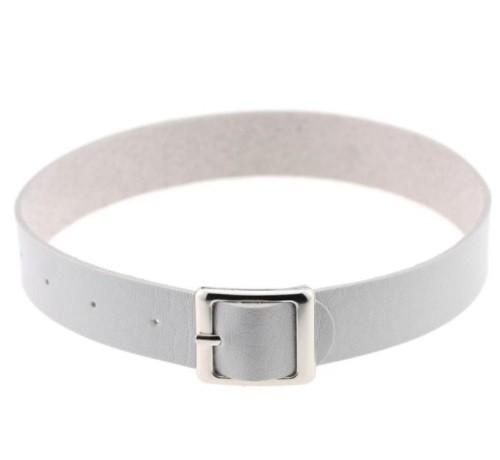 Choker de couro como cinto com fivela J3501 cinzento