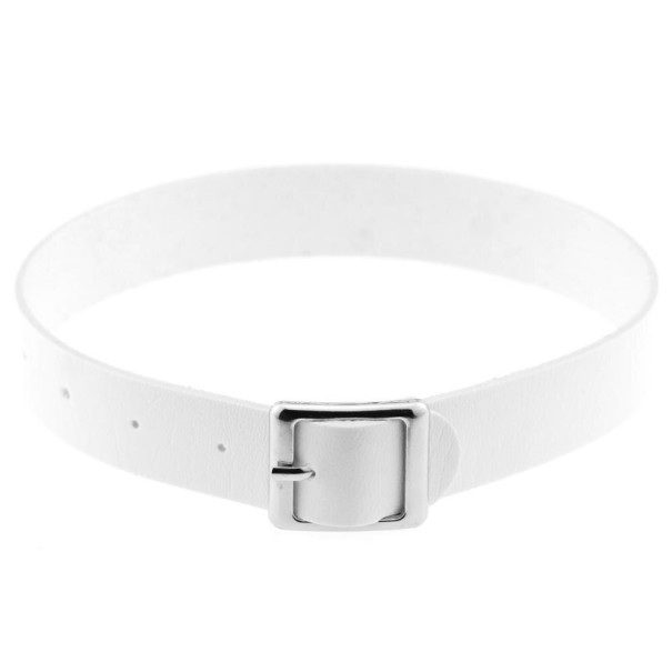 Choker de piele pentru femei alb