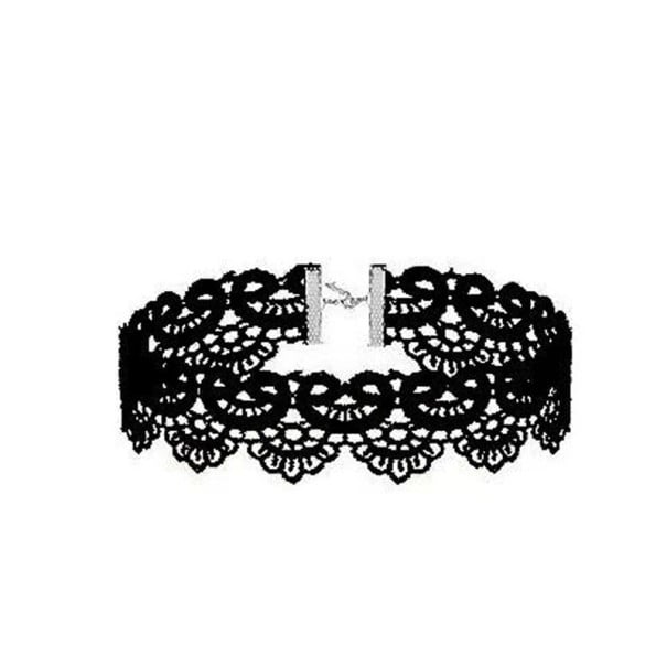 Choker en dentelle pour femmes avec fermeture 32 + 5 cm collier pour le cou dentelle noire accessoire décoré pour un usage quotidien et des événements 1