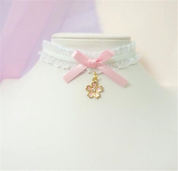 Choker feminino com laço rosa claro 4