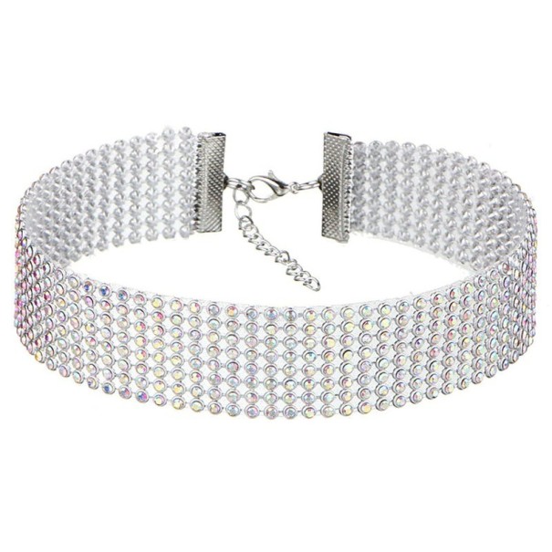 Choker feminino com pedras multicolor 2,5 cm