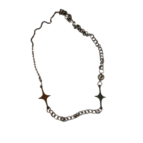 Choker in acciaio chirurgico con stelle a quattro punte integrate Lunghezza regolabile Collana da donna combinabile 1