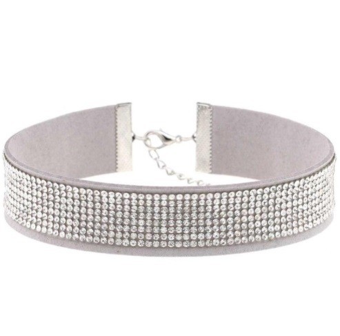 Choker met stenen J3495 grijs