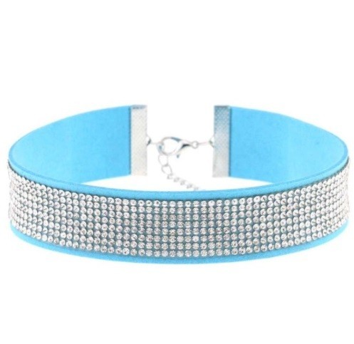 Choker met stenen J3495 lichtblauw