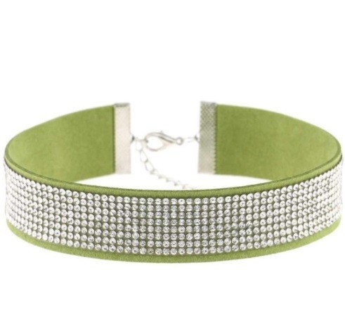 Choker met stenen J3495 lichtgroen