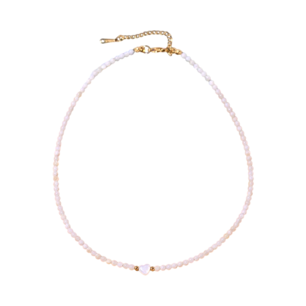 Choker pour femmes avec des perles colorées en coquillages naturels, perles en nacre, chaîne dorée en acier chirurgical pour une longue durée de vie et résistance rose