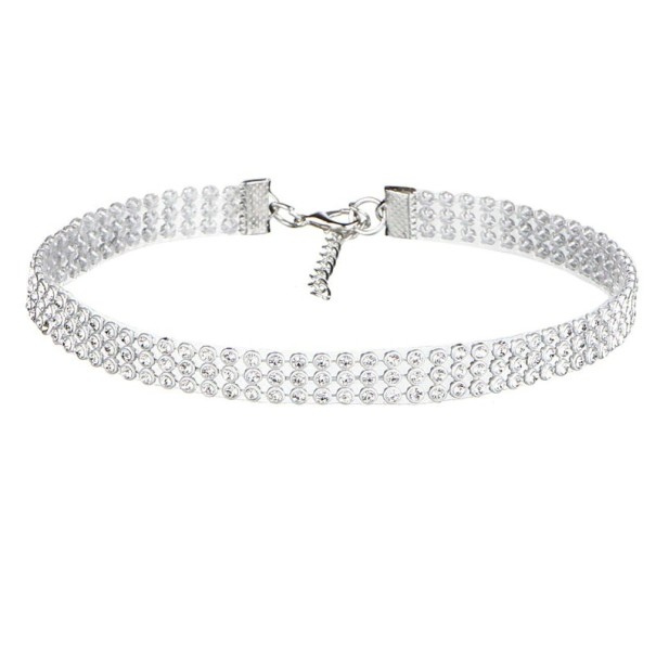 Choker pour femmes avec des pierres blanc 1 cm