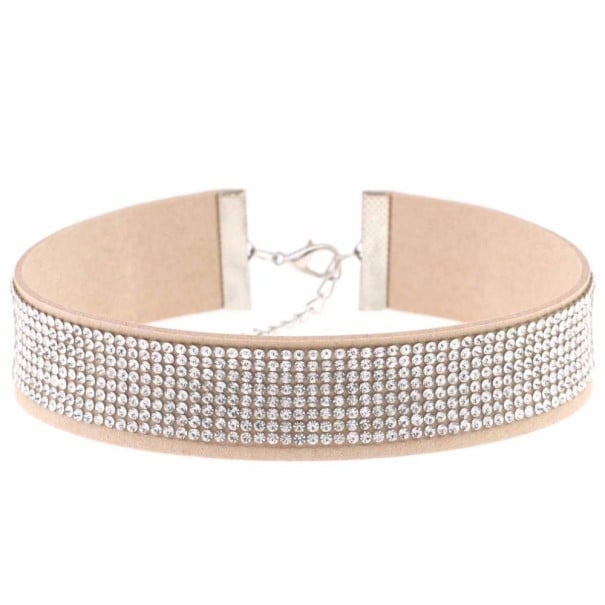Choker s kamínky J3495 béžova
