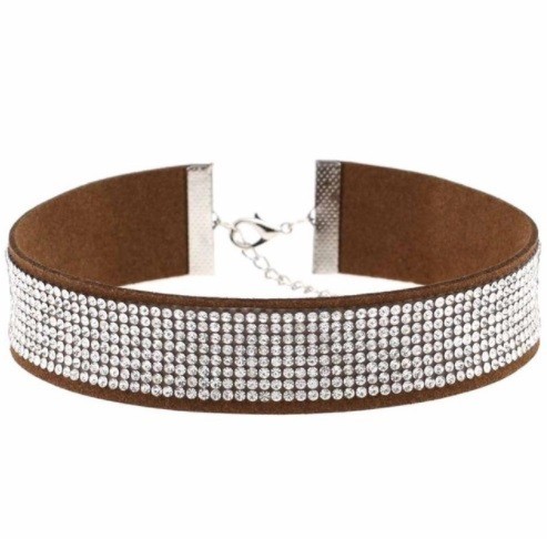 Choker s kamínky J3495 hnědá