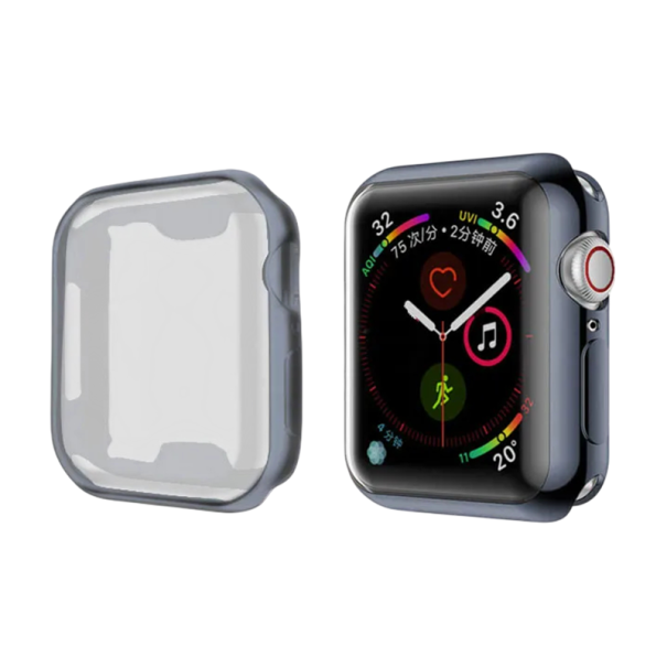 Chránič pro Apple Watch 41 mm Series 7 8 9 Ochranný kryt s ochranou displeje 360° Transparentní pouzdro iWatch ochrana obrazovky šedá