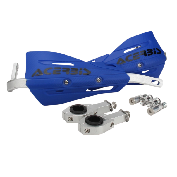 Chránič rukojeti motocyklu sada 2 kusy kryt páček brzdy spojky a plynu délka 31 cm PP plast s hliníkovou výztuhou pro cross i enduro modrá