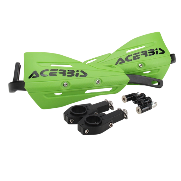 Chránič rukojeti motocyklu sada 2 kusy ochrana páček brzdy spojky i plynu délka 31 cm PP plast a hliníková slitina na cross enduro motorky zelená