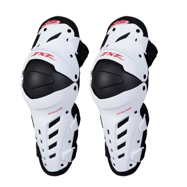 Chrániče kolen na motorku nastavitelné popruhy 26–50 cm 22–30 cm 24–33 cm ochrana proti pádům pro cyklistiku a silniční jízdu bílá