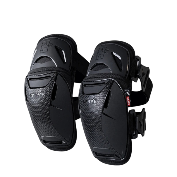 Chrániče kolen na motorku ochranné 24 x 13 cm pevná konstrukce černé pro motokros a terénní jízdu na motocyklech 1