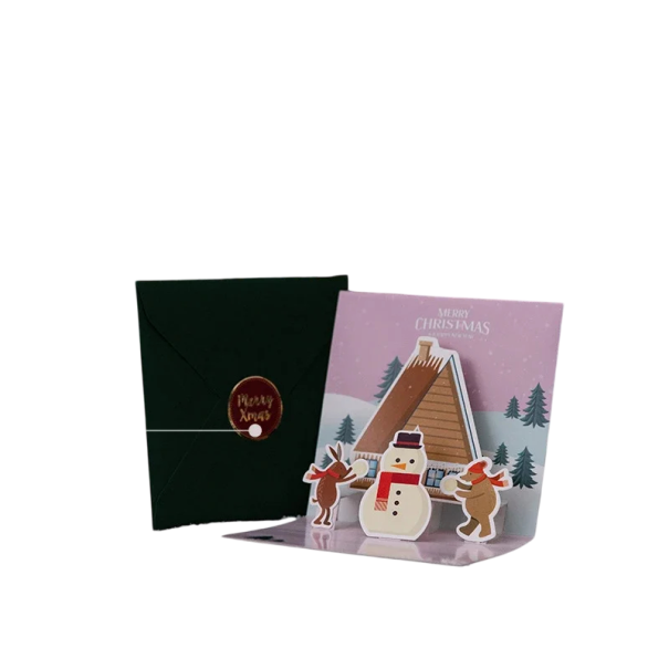 Christmas and New Year 3D Paper Card Foldable Card with Christmas Motifs and Colours Creative Decorative Greeting Card Elegant Festive Gift 1