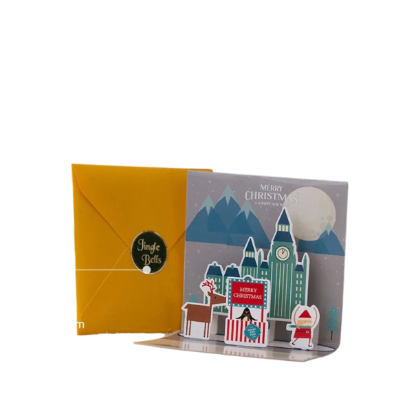 Christmas and New Year 3D Paper Card Folding Pop-Up Greeting Card with Various Designs Elegant Handmade Festive Greeting Card and Decoration 1