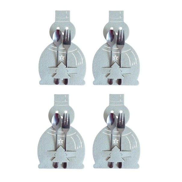 Christmas Cutlery Case - Snowman 4 pcs grey