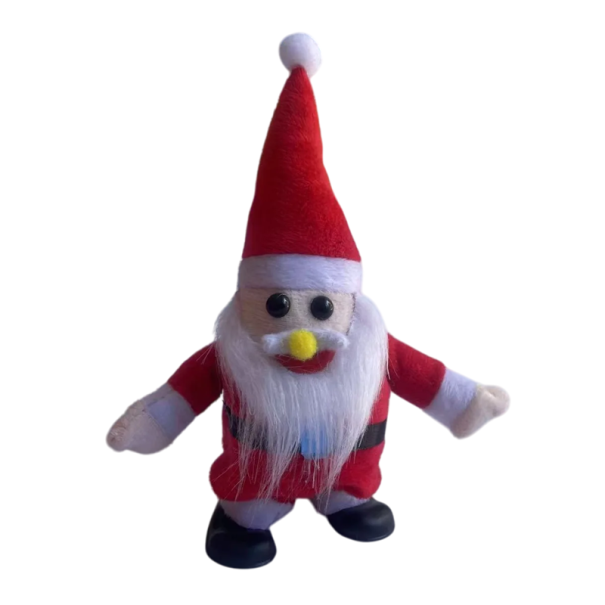 Christmas Decoration Gnome in Santa Outfit Cute Plush Figure with Golden Details Stylish Ornament for Christmas Table or Shelf 1