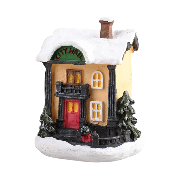 Christmas Decoration Two-Storey House Made of Resin with Internal LED Light Translucent Walls Realistic Details 3x AG13 Batteries 1