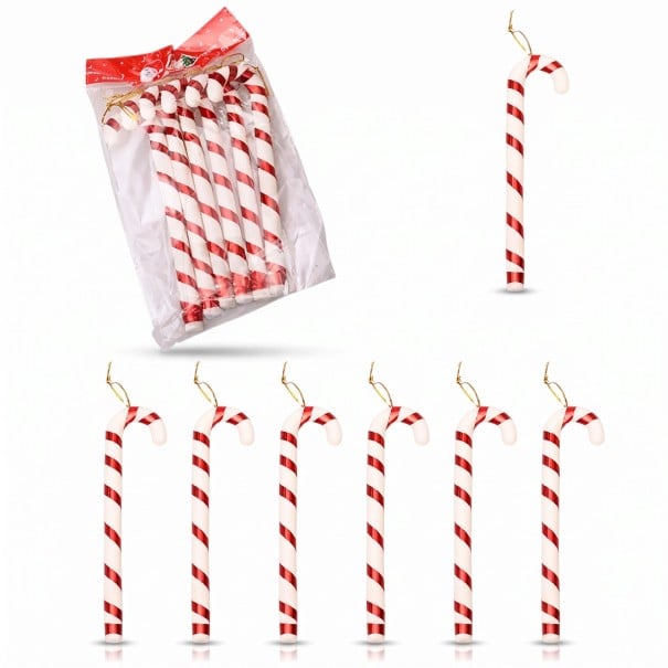 Christmas Decorations Candy Canes for the Christmas Tree with Golden Hanging Loop 17 x 1 cm Spiral Pattern Red and White Colour Hanging Decoration 1