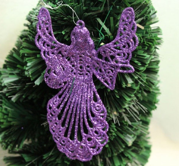 Christmas glitter angel fioletowy