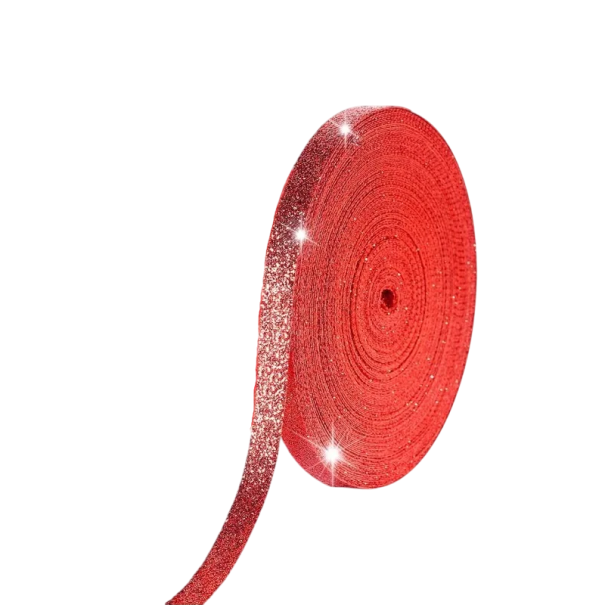 Christmas Glitter Decorative Ribbon Red 10 mm x 5 m Glossy Satin Ribbon for Gifts Decorations Tree Christmas Decoration 1