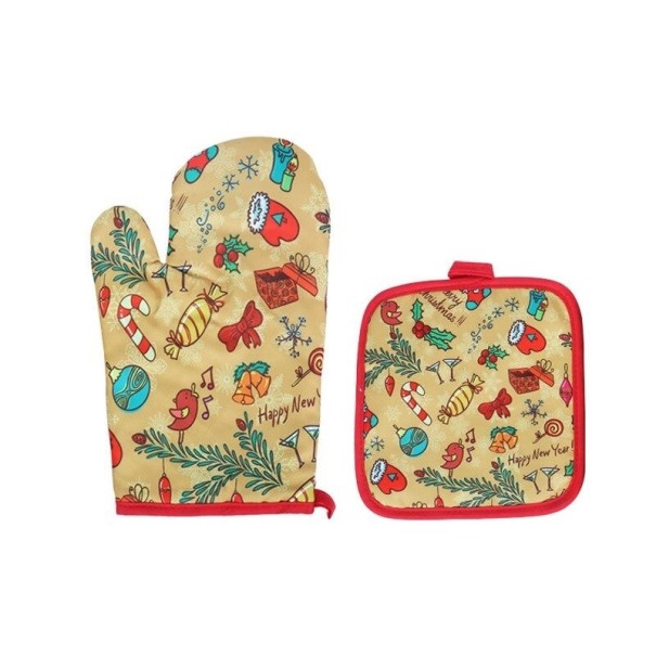 Christmas Kitchen Oven Glove with Mat 3