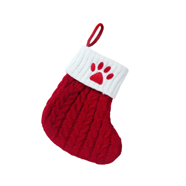 Christmas Stocking 15 x 25.7 cm Red Decoration with White Trim and Hanging String Embroidered Paw Print Christmas Ornament for the Home 1