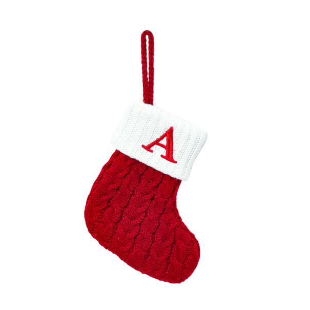 Christmas Stocking 15 x 25.7 cm Red Decorative Sock with White Trim and Hanging Cord Embroidered Letter A Christmas Decoration 1