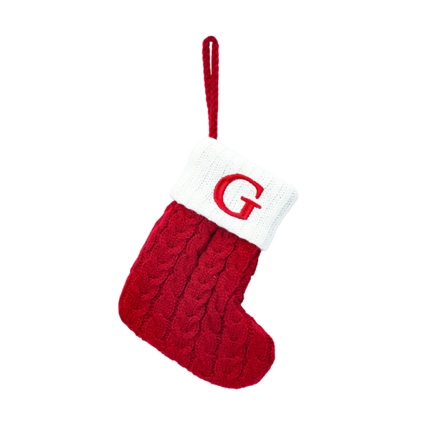 Christmas Stocking 15 x 25.7 cm Red Decorative Stocking with White Trim and Hanging Cord Embroidered Letter G Christmas Decoration 1