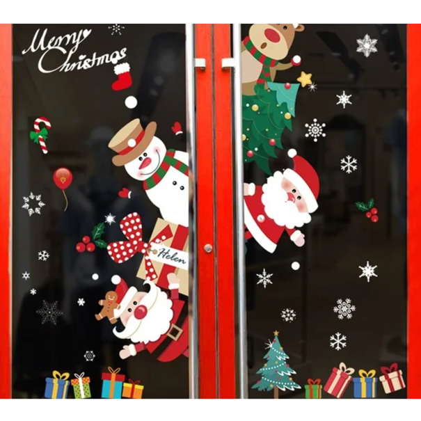 Christmas Window Sticker Set 50 x 70 cm PVC Stickers with Winter Motifs Easy Application Static Decoration Without Glue 1