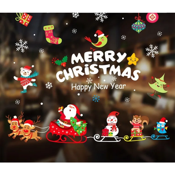 Christmas Window Stickers 50 x 70 cm Set of PVC Decorations with Snowflakes and Ornaments Reusable Christmas Stickers for Window Decoration 1