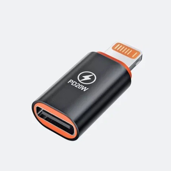 Χρωματιστοί προσαρμογείς USB-C σε Lightning για γρήγορη φόρτιση και μεταφορά δεδομένων τύπου C σε σύνδεσμο iOS συσκευών Apple μαύρο