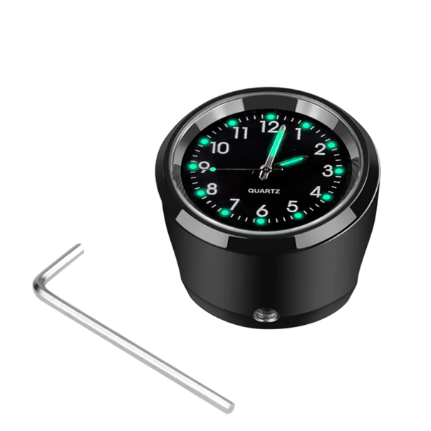 Chrome Waterproof Motorcycle Clock for Handlebars 22–25 mm Quartz Aluminium Watch Luminous Dial Night Vision Moto Accessories black
