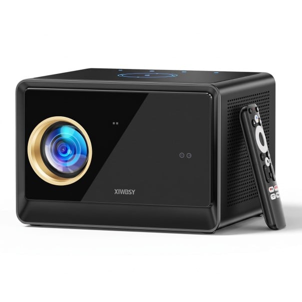 Chytrý projektor XIWBSY X08 s TV stickem Google TV Android 14 True 1080p a podpora 4K 2 GB RAM a 32 GB ROM Autofokus Černý Domácí kino 1
