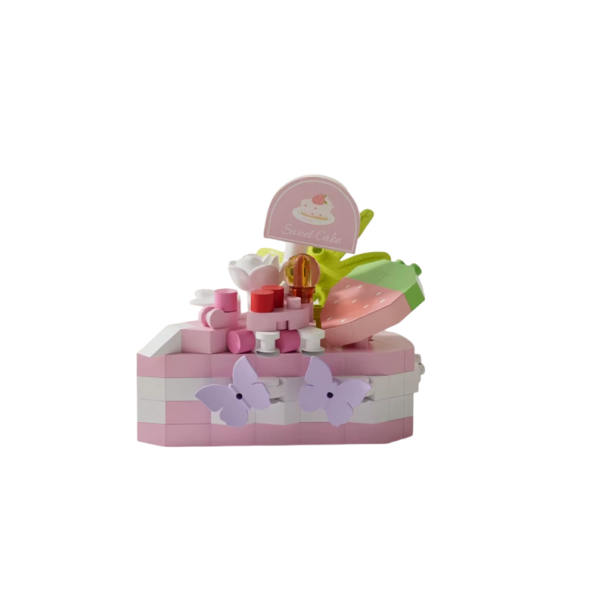Ciasto truskawkowe słodkie 5.6 x 4.8 x 4.55 cm 143 szt. Mini 3D zestaw do budowy Mikro klocki dla dzieci 8+ i dorosłych 1