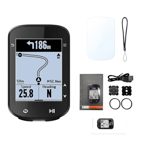 Ciclómetro sem fios GPS 8,2 x 5,3 x 1,4 cm Ecrã 2,5" Bluetooth 5.0 Navegação Bússola IPX7 USB-C 30h autonomia Aplicação Notificações 1
