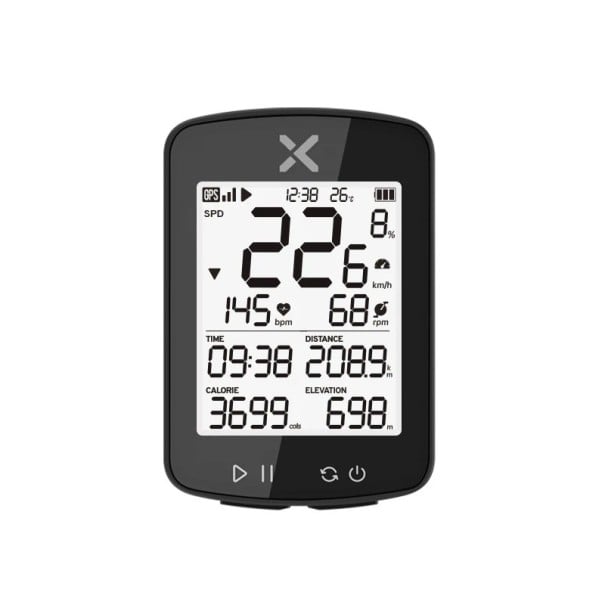 Ciclotahometru GPS wireless 7 x 4,8 x 2 cm LCD 2,2" Impermeabil IPX7 Calorii Frecvența cardiacă Aplicație USB-C Durată de viață a bateriei 28h 1