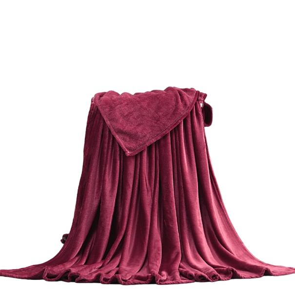 Ciepły koc flanelowy 150 x 200 cm wino