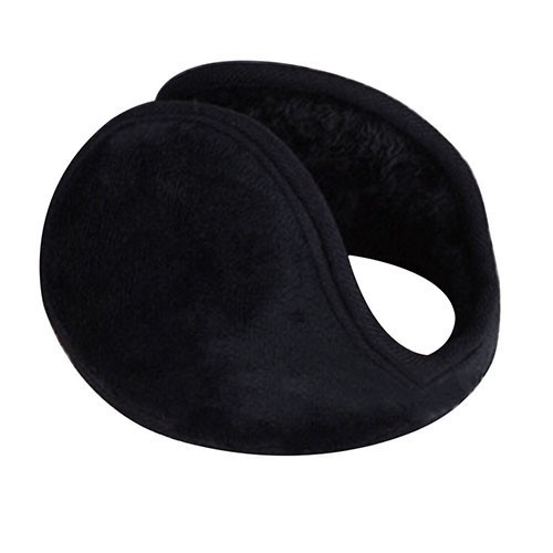 Čierne hrejivé klapky na uši pre ženy aj mužov na zimu Mäkký plyšový povrch Chlpatá vnútorná strana Sklápací tvar Jednoduchý dizajn 1