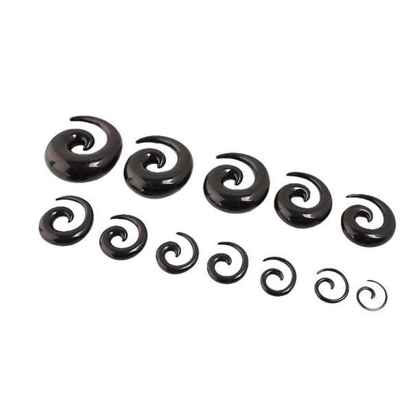 Čierny akrylátový špirálový roztahovák 1,6 mm