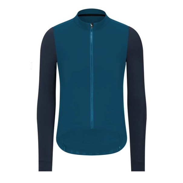 Ciklis sportos hosszú ujjú zipzáros mez hűvösebb időszakokra, 3 hátsó és 1 oldalsó zsebbel, türkiz-kék unisex XS