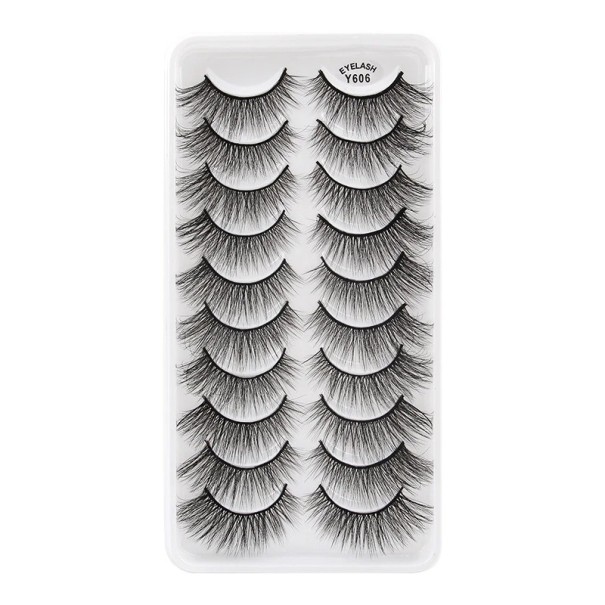 Cils artificiels volumineux 10 paires Faux cils 3D auto-adhésifs noirs Ensemble de cils allongeants 7