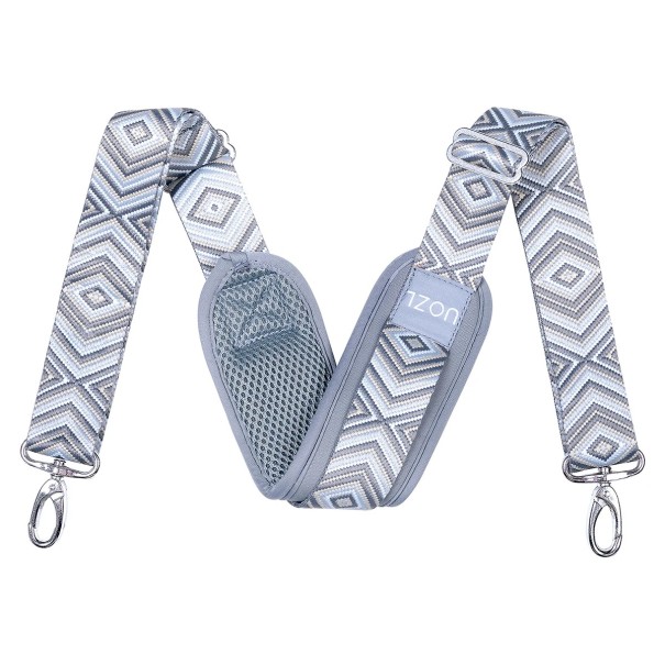 Cinghia regolabile per borsa 150 cm Stampa geometrica grigio-bianca Cinghia spessa in tessuto Parte spallina imbottita Moschettoni 1