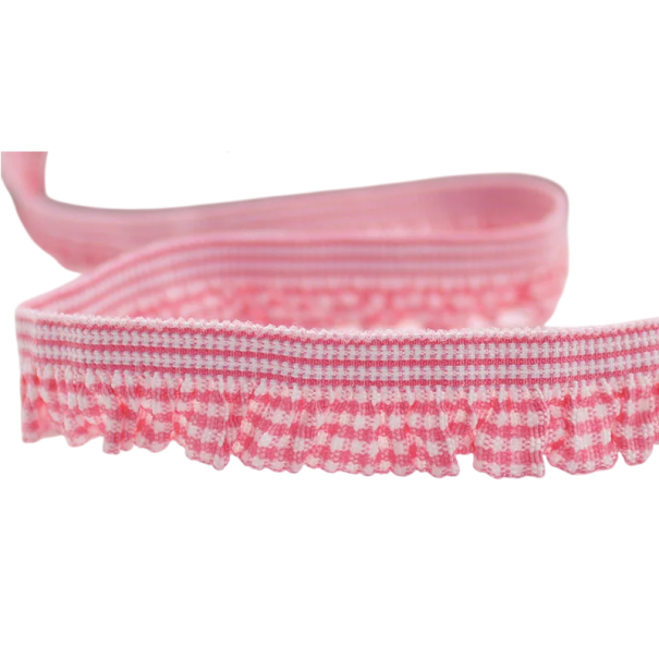 Cinta de cuadros con volantes 1,6 cm de largo 91 cm Cinta decorativa de nylon con volantes Cinta textil decorativa para coser decoraciones y manualidades rosa