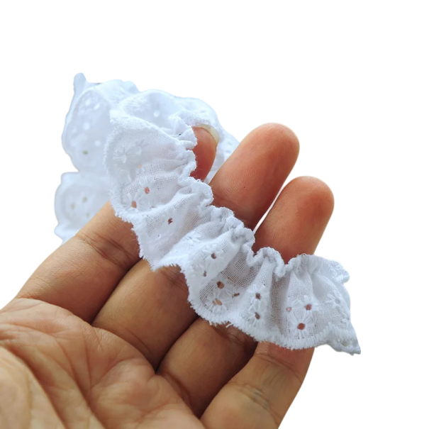 Cinta de encaje blanca con motivo floral 2 cm x 91 cm Encaje decorativo de algodón Cinta de encaje para coser decoraciones de boda adornos 1