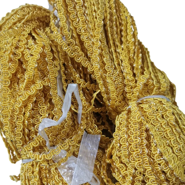 Cinta de encaje ondulada 5 mm x 4,6 m Cinta decorativa de poliéster Ric Rac para coser decoración de prendas scrapbooking DIY dorado