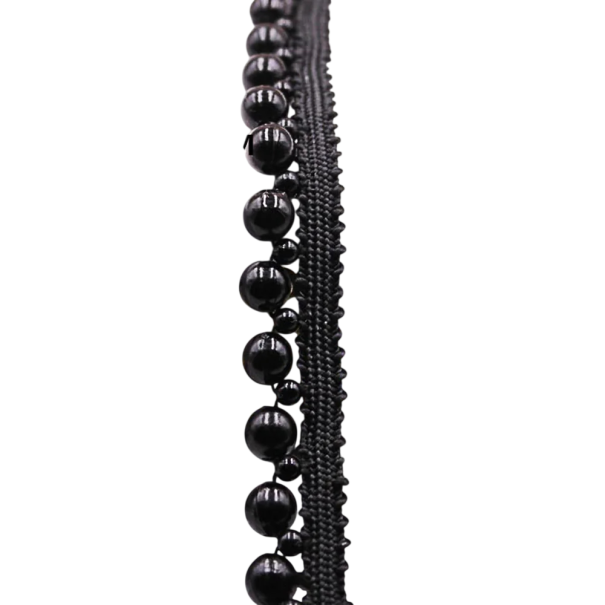 Cinta de encaje perlada 1,5 cm 91 cm Cinta decorativa con imitación de perlas DIY creación Encaje decorativo de poliéster para decoraciones negro