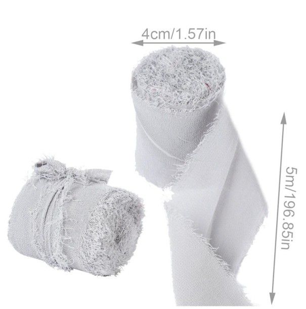 Cinta de gasa deshilachada de 4 cm x 5 m, cinta de boda para regalos, decoraciones vintage, cinta de tela fina hecha a mano, manualidades creativas gris claro Cinta de gasa deshilachada de 4 cm x 5 m, cinta de boda para regalos, decoraciones vintage, cinta de tela fina hecha a mano, manualidades creativas gris claro
